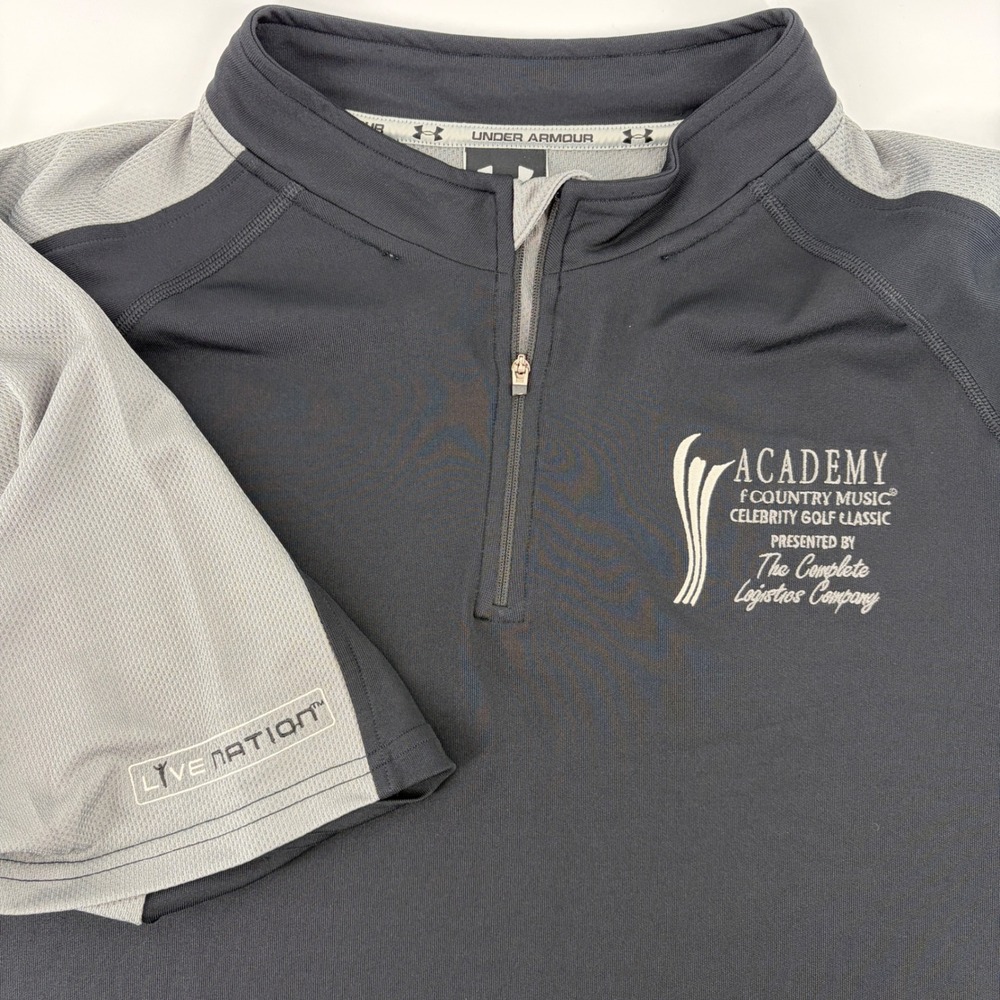 Under Armour Mens XL Black Gray ACM Celebrity Golf Classic 1/4 Zip Polo Shirt
